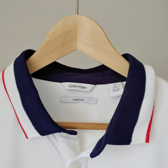 NWT Calvin Klein Liquid Touch Polo T-Shirt Size Large Cotton White - Picture 6 of 13